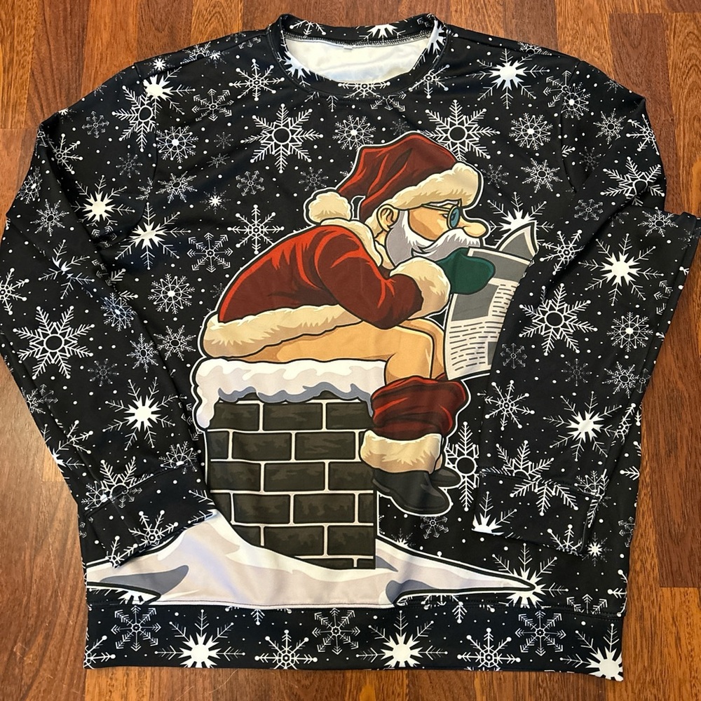 Funny Santa Ugly Christmas Sweater Holiday Sweatshirt 2XL